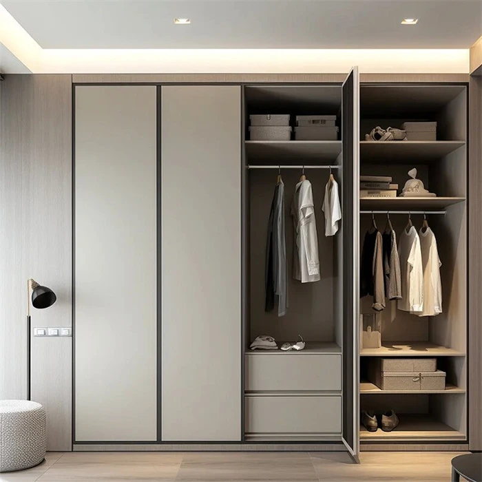 White Wooden Open Wardrobe for Villa