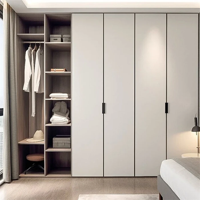 Modern Luxury White Wooden Open Wardrobe